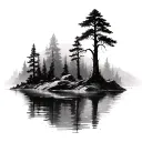 cypress trees in water tattoo design idea