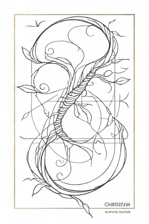 Christian, spinal cord, minimalist, fineline tattoo design idea