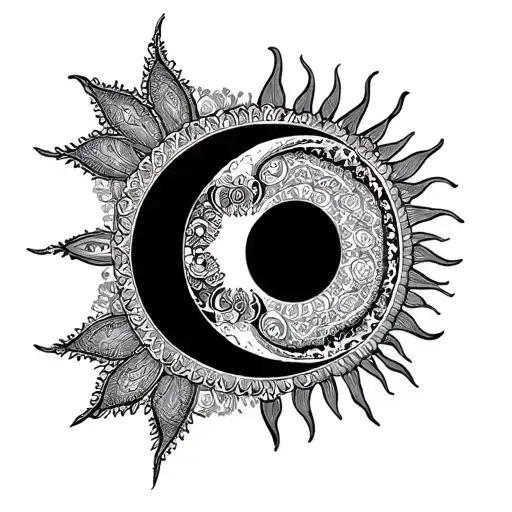 Mandala Sun And Moon tattoo design idea