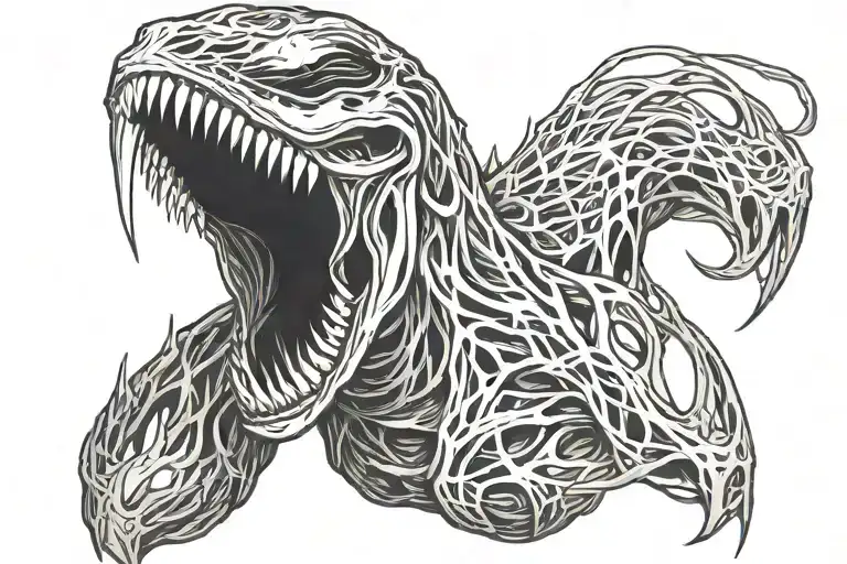 venom spelled backwards in symbiote texture for my neck  tattoo design idea