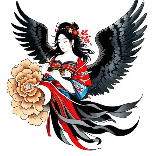 Japanese Angel tattoo design idea
