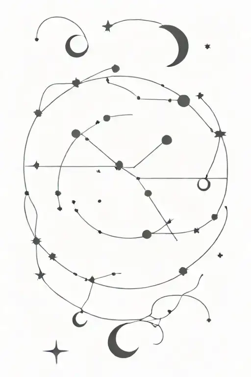 the moon phases with the Taurus constellation in the background tattoo design idea