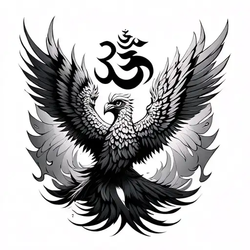 Gada Trishul Enso Om and Garuda tattoo design idea