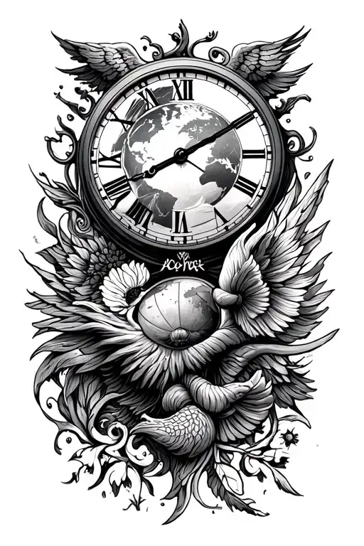 on mother earth with father time you can do anything tattoo design idea