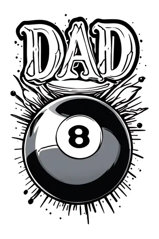 Dad memory billiards 8 ball tattoo design idea