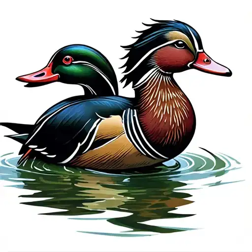 American traditional wood duck drake in flooded timber  tattoo design idea