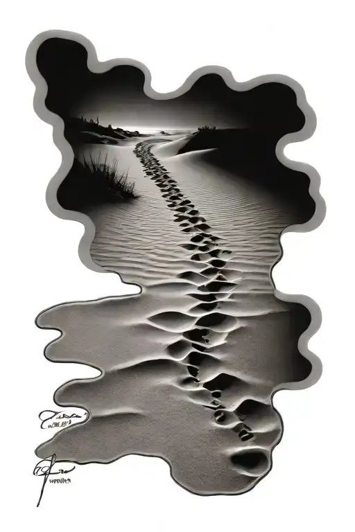 Footprints In The Sand tattoo design idea