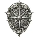 True North compass tattoo design idea