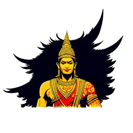 golden Thai warrior tattoo design idea