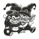 grumpy and dopey hugging each other tattoo design idea