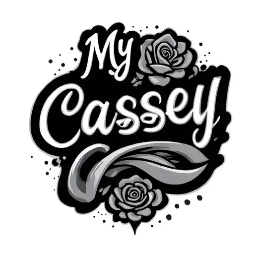 "My Cassey" wife's name tattoo design idea