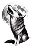 wolf howling at the moon tattoo design idea
