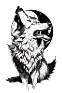 wolf howling at the moon tattoo design idea
