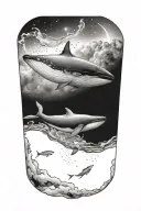 whale space tattoo design idea