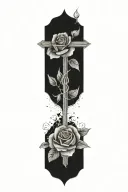 upside down cross with roses in the background  tattoo design idea