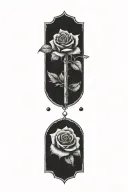 upside down cross with roses in the background  tattoo design idea