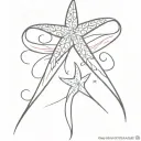 breast cancer ribbon with a pencil starfish tattoo design idea