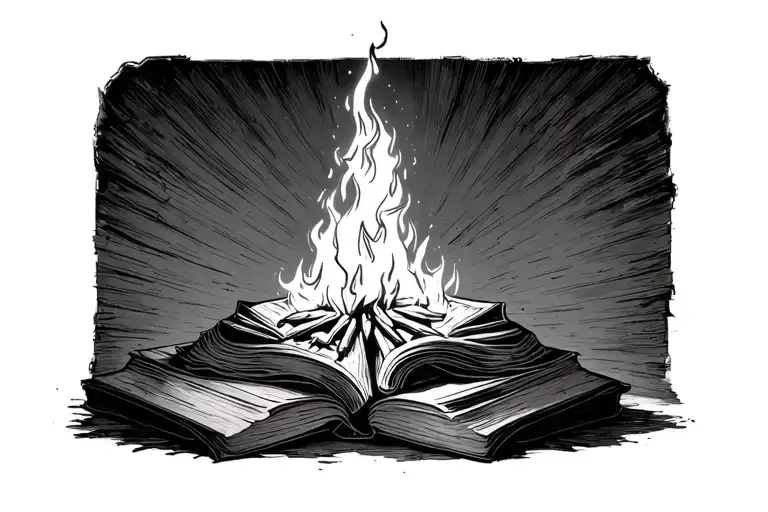 dark souls 3 bonfire surrounded by books tattoo design idea