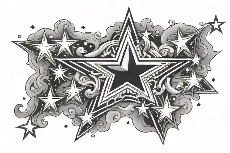 stars shining light tattoo design idea