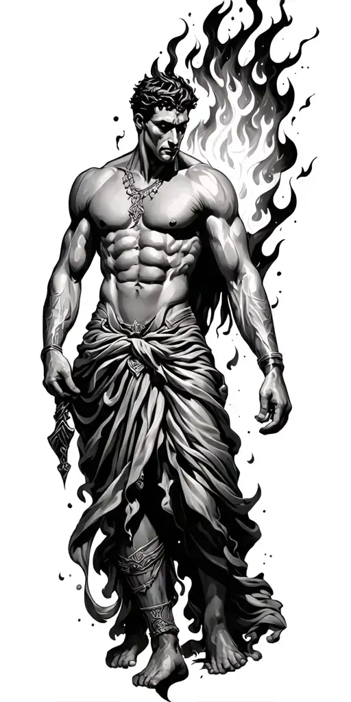 Prometheus stealing fire Chicano style tattoo design idea