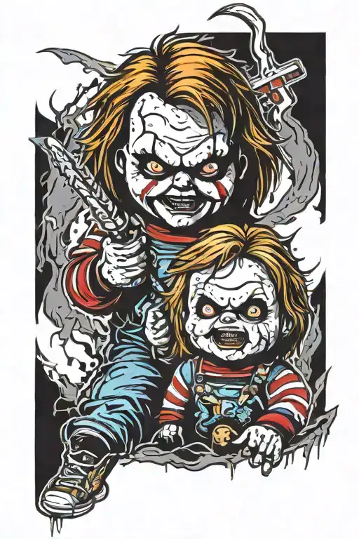 chucky and ghostface tattoo design idea