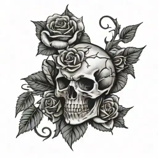 Skulls and Roses / Thorns tattoo design idea