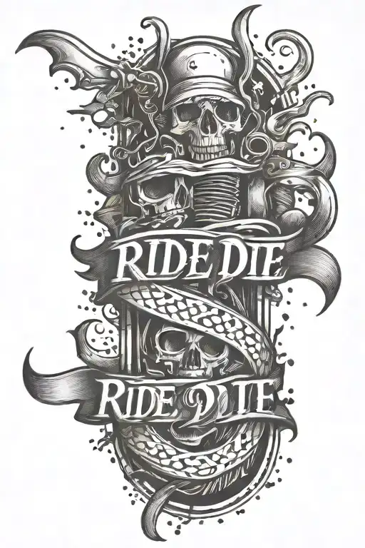graffiti style tattoo saying ride or die tattoo design idea