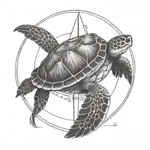 Sea Turtle Compass tattoo design idea