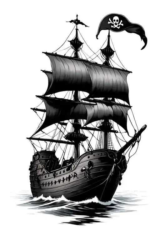 black pearl pirate ship tattoo design idea