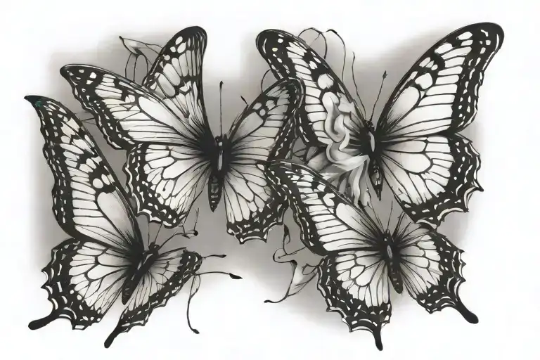 3 small butterflies fluttering tattoo design idea