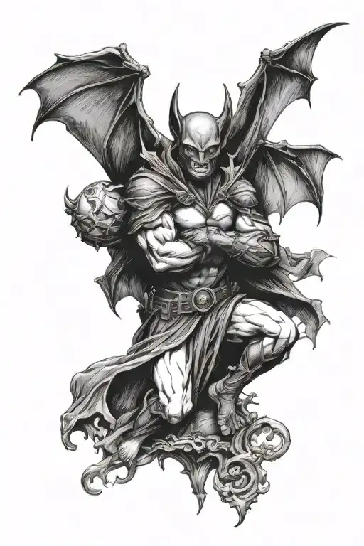 Bat and God Atlas holding tattoo design idea