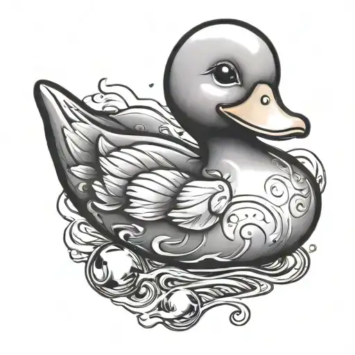 rubber duck with a bottle tattoo design idea