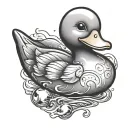 rubber duck with a bottle tattoo design idea