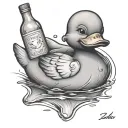 rubber duck with a bottle tattoo design idea