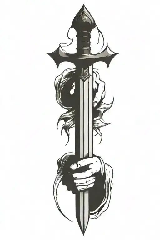 sword in hand tattoo design idea