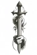 sword in hand tattoo design idea