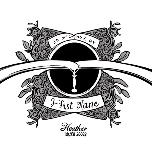 Infinity, first name heather, 10/28/2009, watch, hourglass, birth girl tattoo design idea