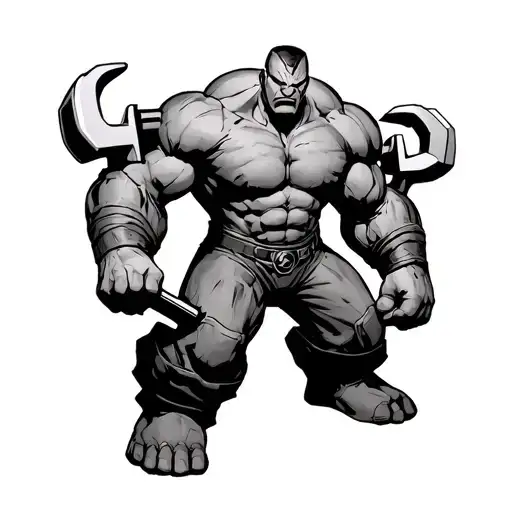 marvel juggernaut with wrenches in hands tattoo design idea