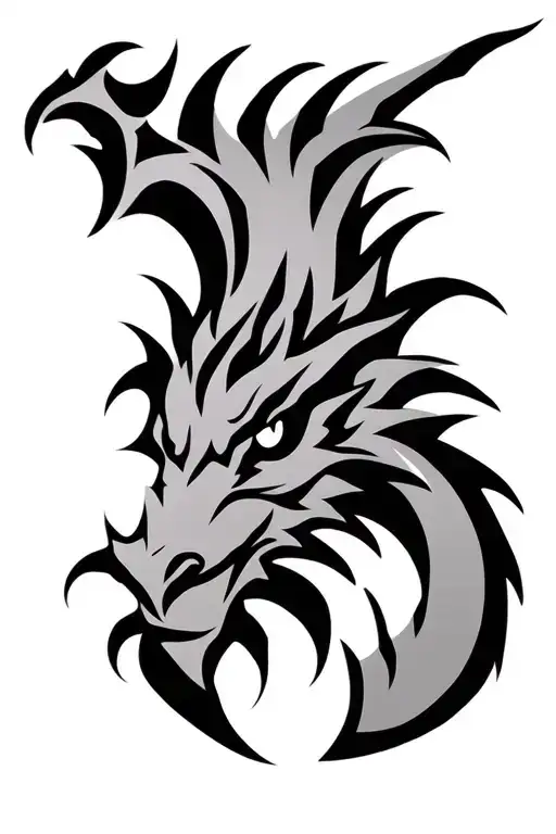 Make a very simple traditional Nordic tattoo of a Norse dragon head and neck like the ones they had on the Viking ships tattoo design idea