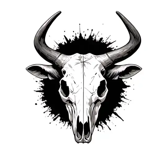 longhorn cow skull with last of us   tattoo design idea