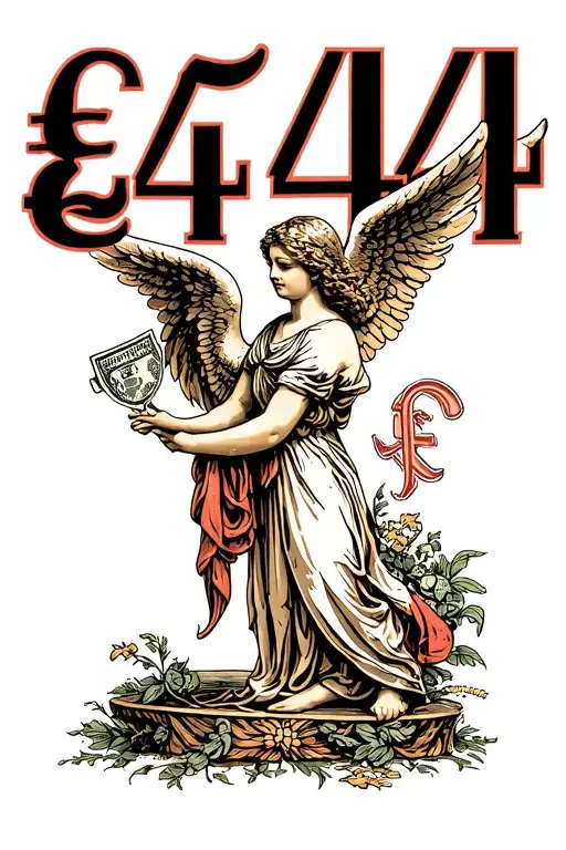 angel number 444 with £50 pound as background /wallpaper tattoo design idea