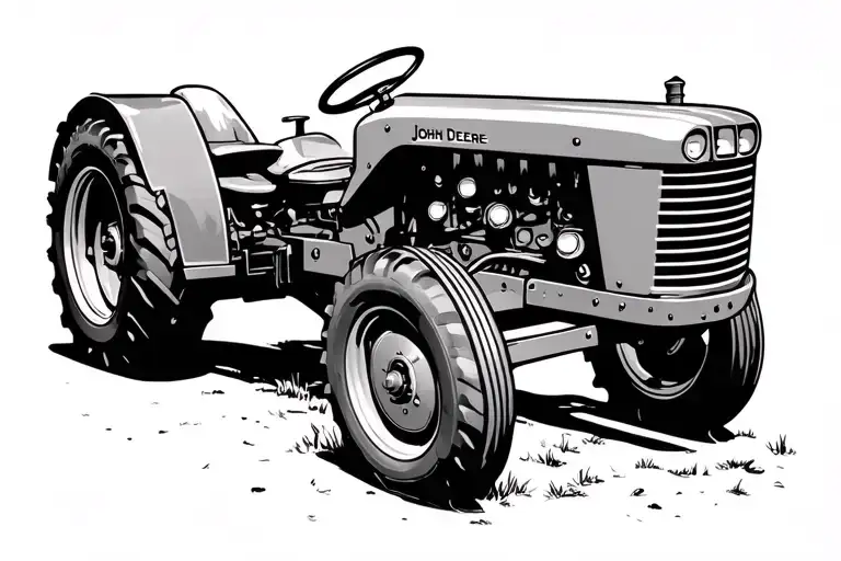 simple old John Deere b tractor tattoo design idea