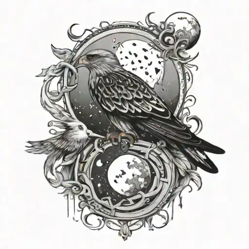 red kite and a moon phases tattoo design idea