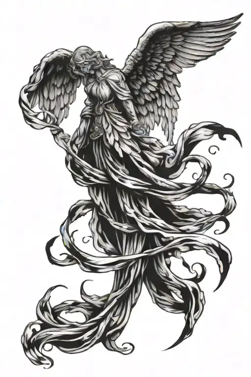 Angel wings, I will follow you into the dark tattoo design idea