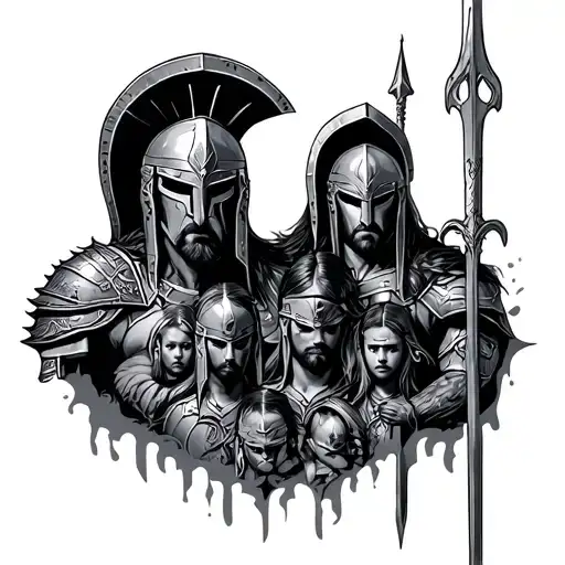 spartan warrior protector family tattoo design idea