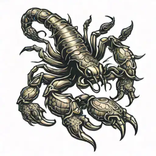 kirti mukh, scorpion crawling tattoo design idea
