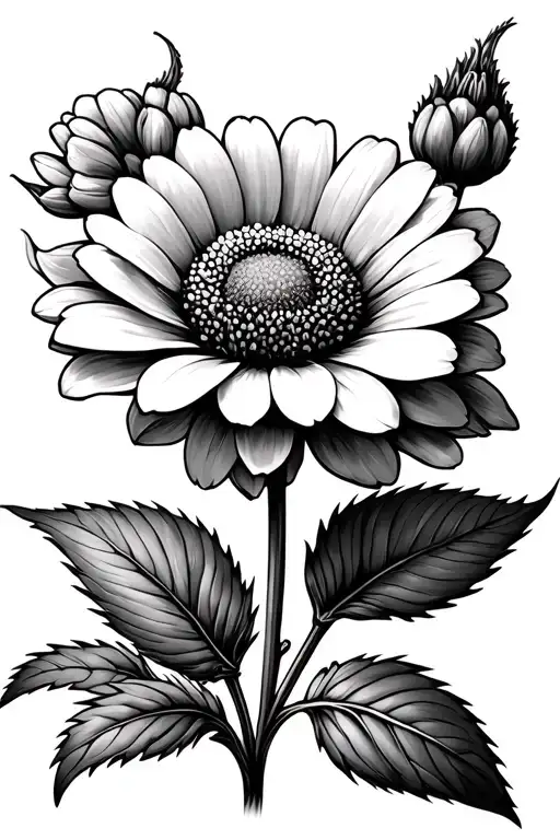Zinnia with stem tattoo design idea