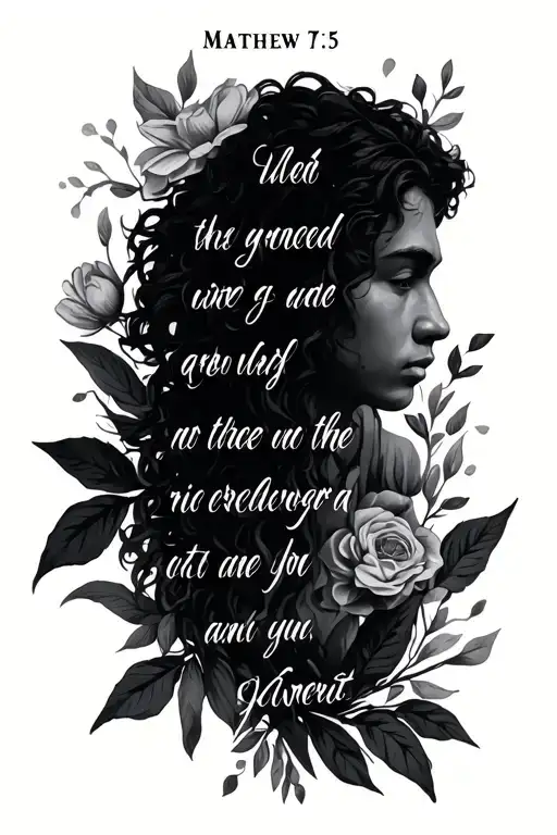 Matthew 7:5 verse incorporated representing tattoo design idea