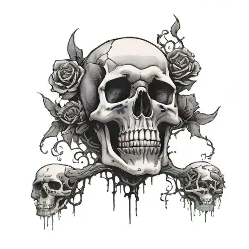 skull graveyard dark purple sky tattoo design idea