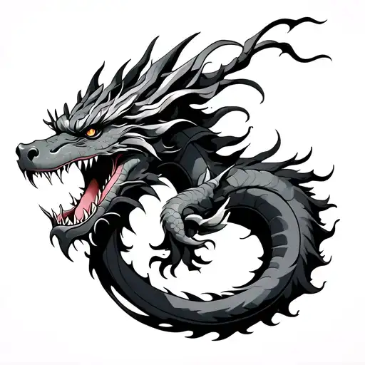 dragon and wind bars tattoo design idea